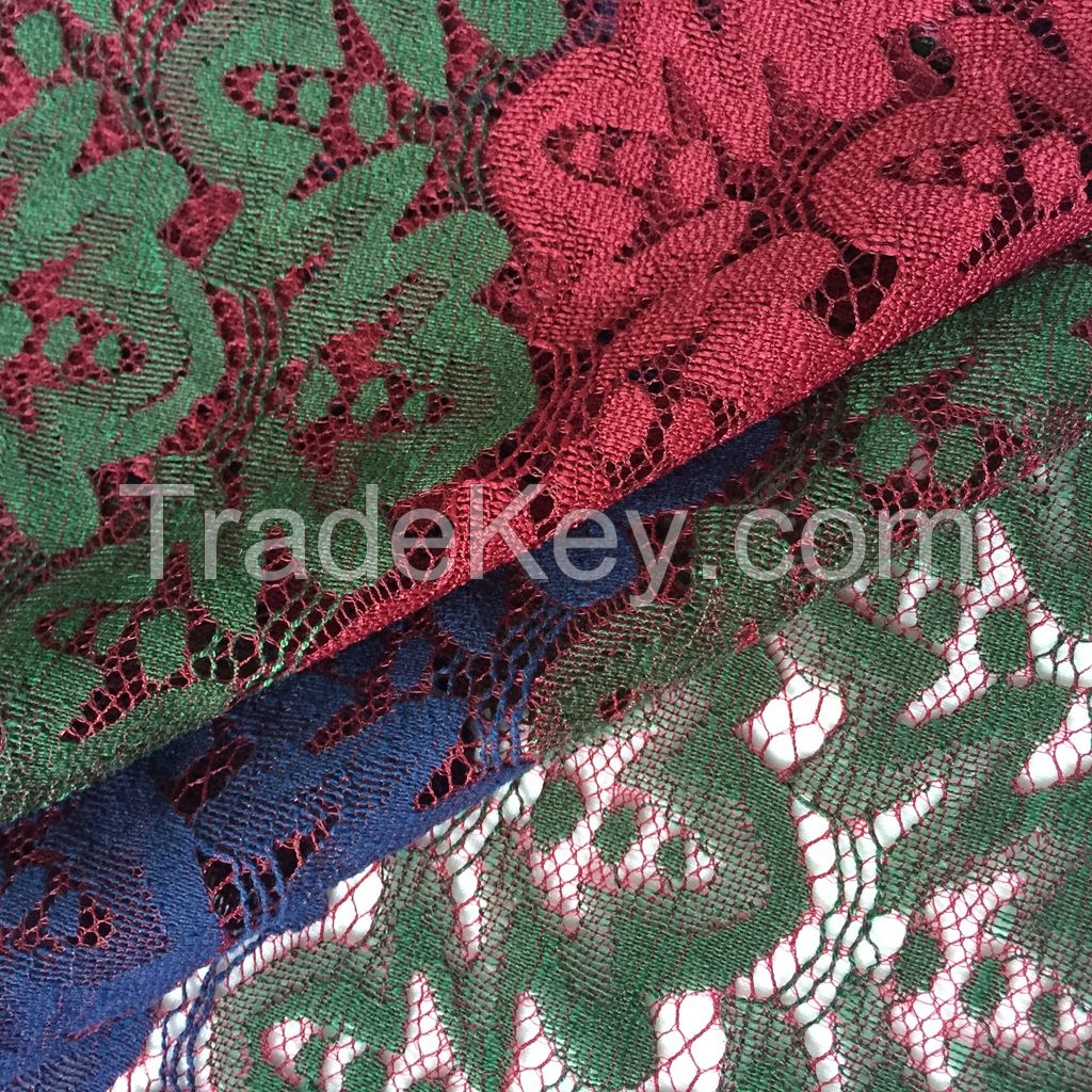 nylon/cotton/polyester lace fabric with flower design