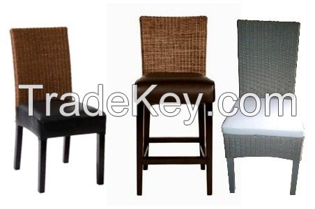 LEATHER WICKER DINING CHAIR - READY STOCK