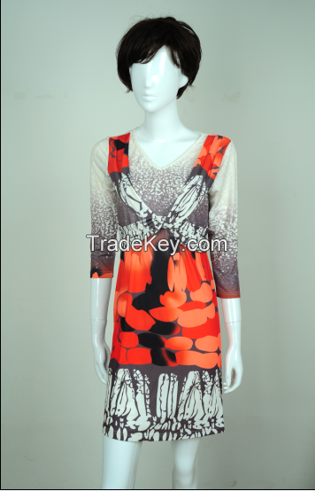 95% POLYESTER 5% SPANDEX KNITTED DRESS,200g/m2