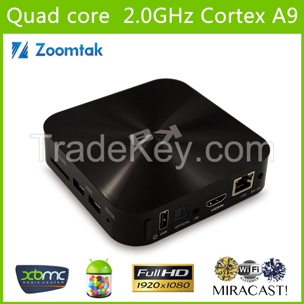 Quad core Android4.4 Tv box with AmlogicS802 and XBMC13.2, Support full HD1080P and dual band WiFi