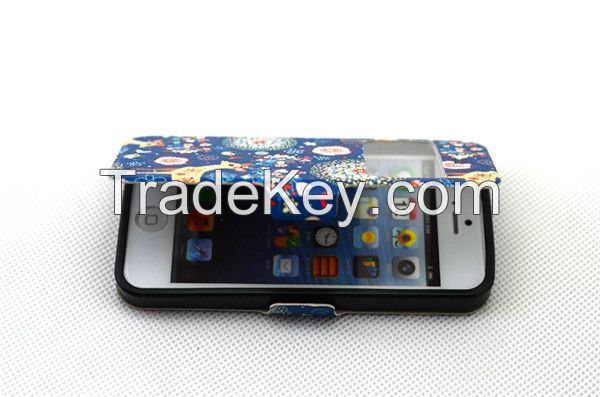 For iphone 4 4s ,5 5s TPU leather cartoon wallet flip case cover with many kinds free shipment