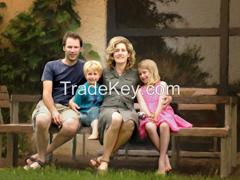 Oil painting Hand-painted oil painting custom family portrait couple p