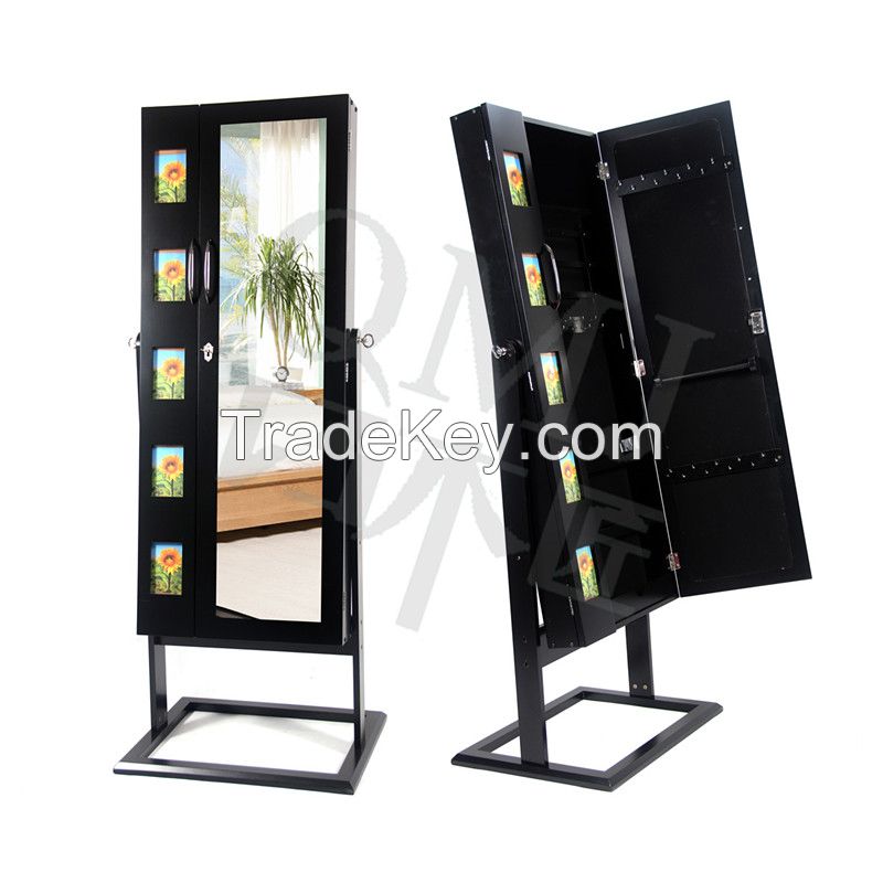 Living Room Top Selling Wooden Photo Frame Jewelry Cabinet with Mirror