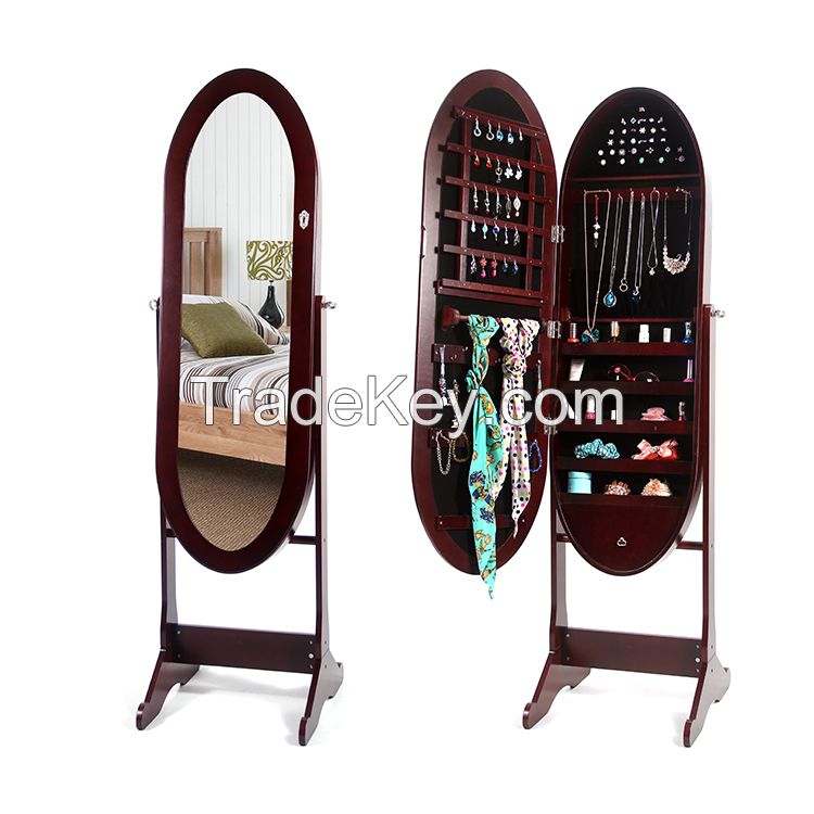 Living Room Top Wholesale Mirrored Oval Jewelry Cabinet Amoire Stand