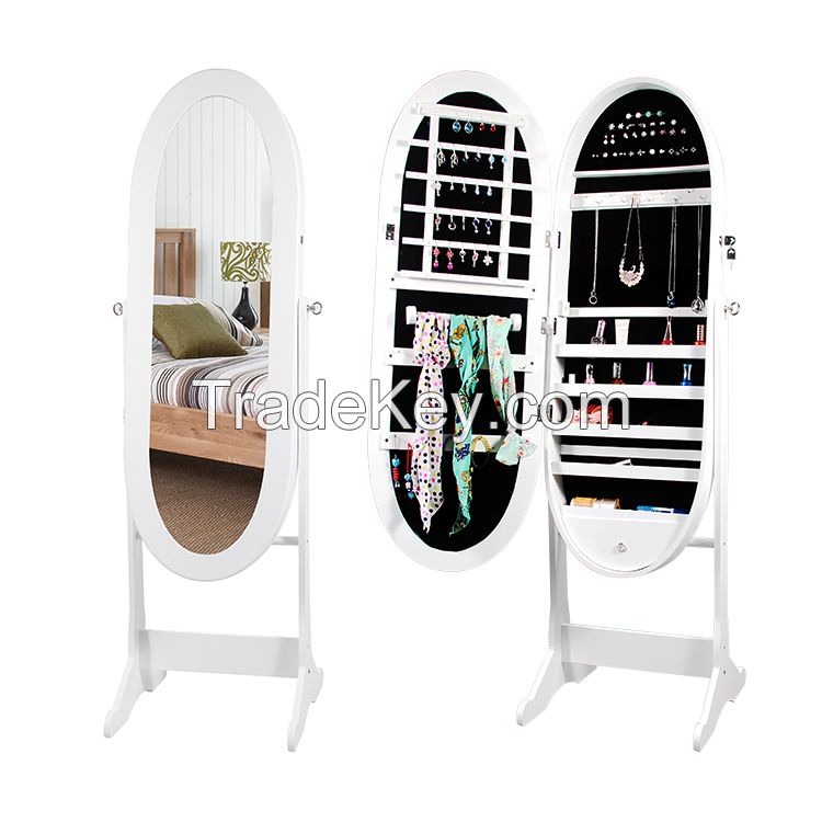 Living Room Top Wholesale Mirrored Oval Jewelry Cabinet Amoire Stand