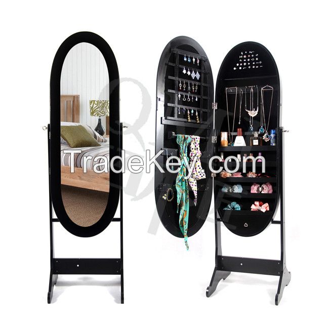 Living Room Top Wholesale Mirrored Oval Jewelry Cabinet Amoire Stand