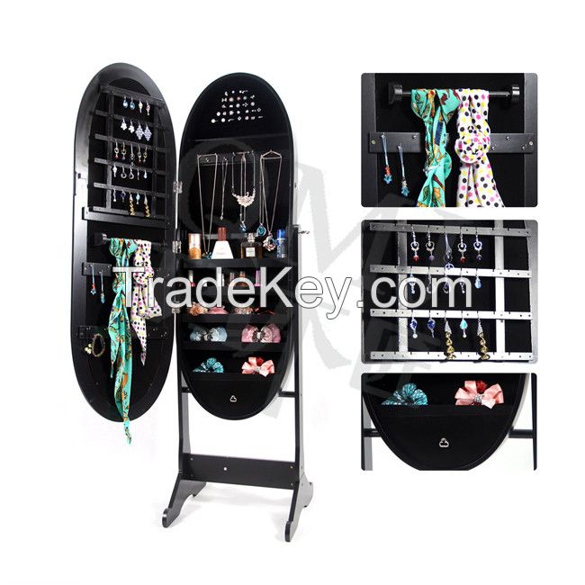 Living Room Top Wholesale Mirrored Oval Jewelry Cabinet Amoire Stand