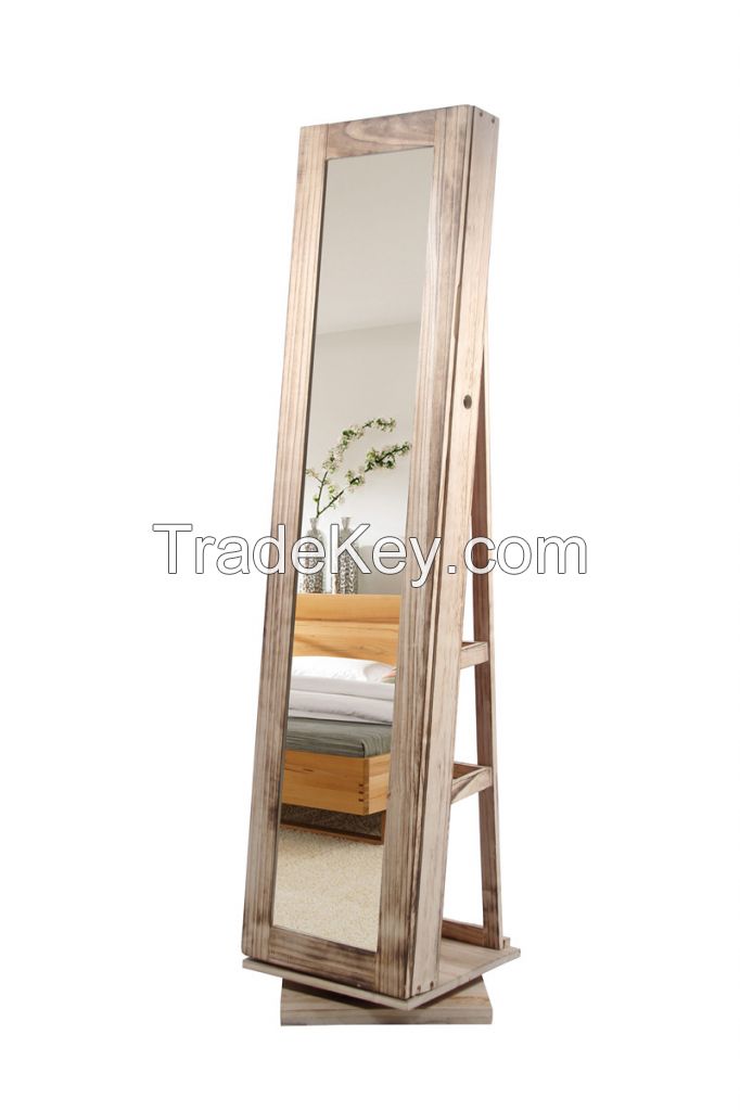 NEW Floor Standing Solid Wood Jewelry Cabinet with Dressing Mirror