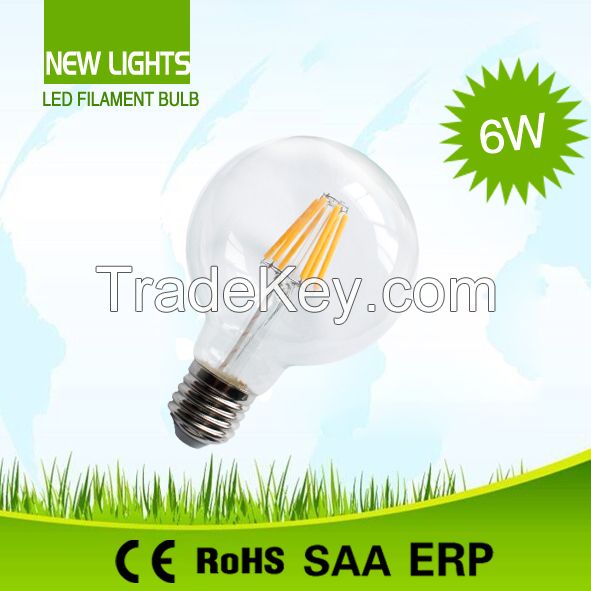 TUV CE&amp;ERP 2015 Newest LED Filament Bulb Dimmable 6W 8W