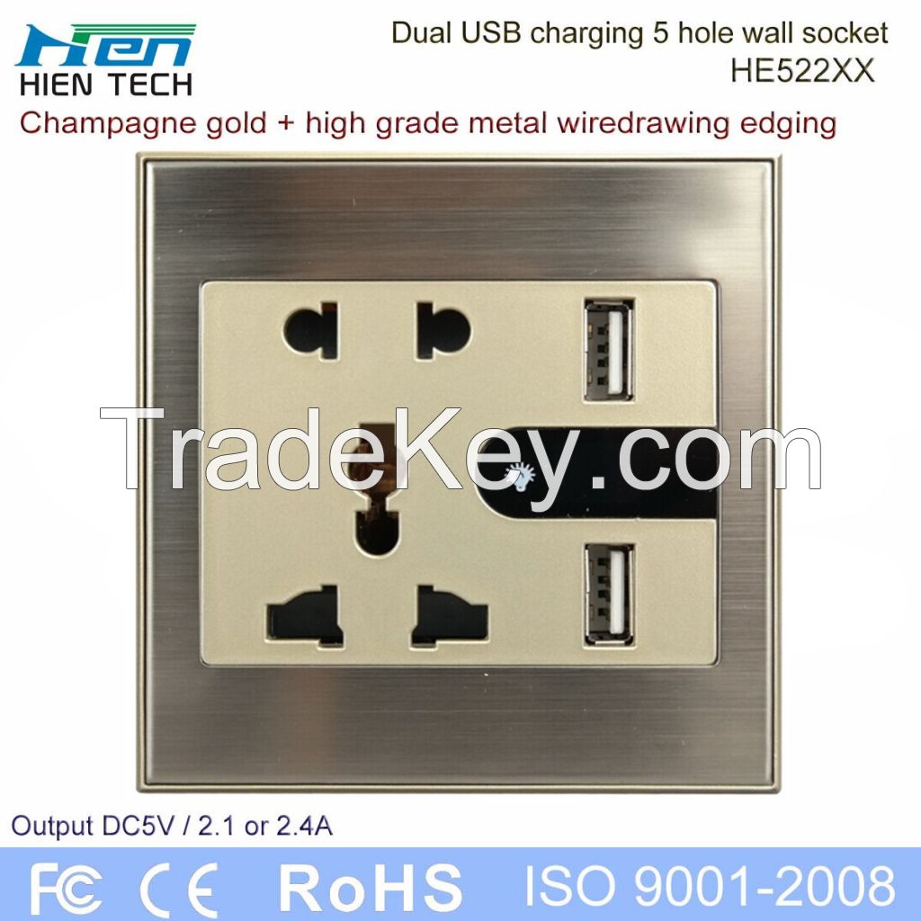 High quality universal USB wall socket