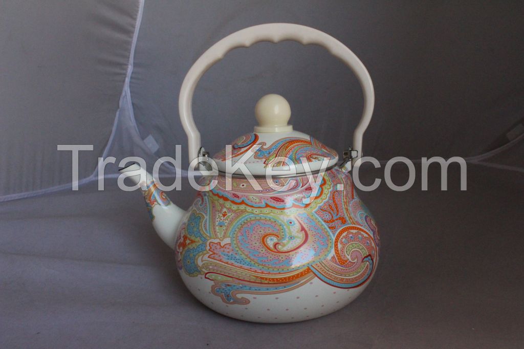 Enamel pearshaped teapot