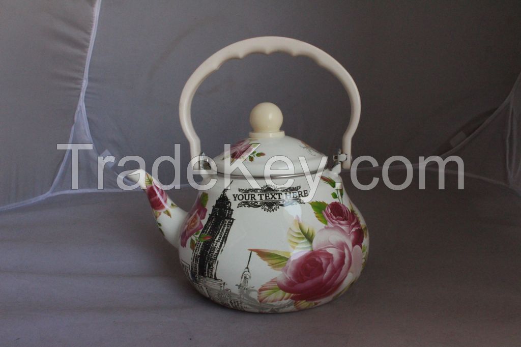 Enamel pearshaped teapot