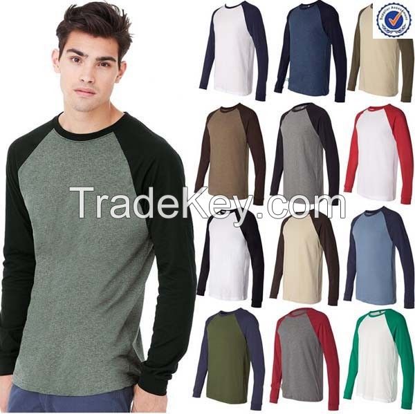Plain Contrast Colors Basic Baseball Long Sleeve Tee Shirts  3170209