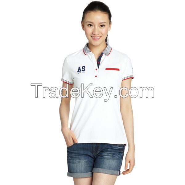 Chest Pocket Soft Cotton Blend Women Polo Shirt  3170208