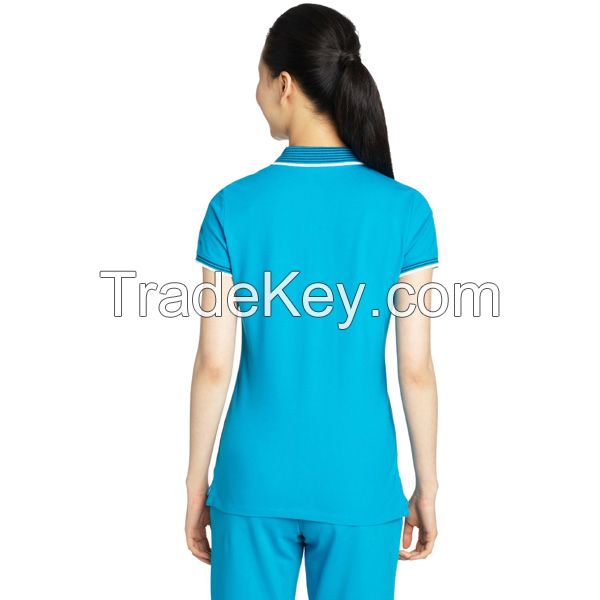 Chest Pocket Soft Cotton Blend Women Polo Shirt  3170208