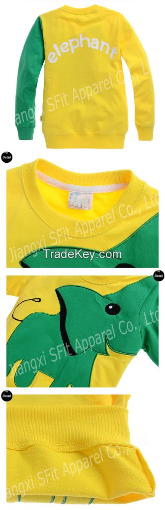 Boys'round neck split contrast color fleece ye15003