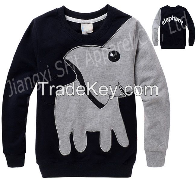 Boys'round neck split contrast color fleece ye15003