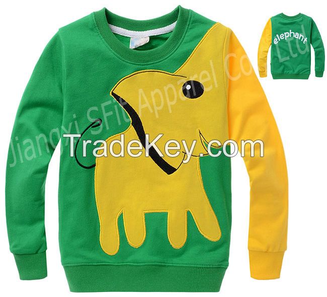 Boys'round neck split contrast color fleece ye15003