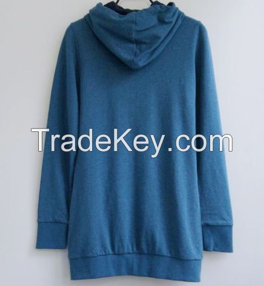 Women's looped pile hoodie with zipper ye15002