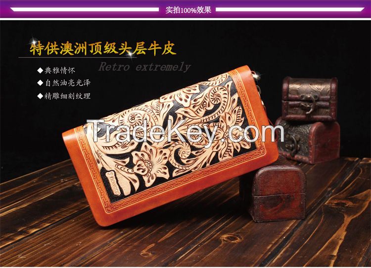 2015 New fashion Women clutch wallet &amp; 100% genuine leather