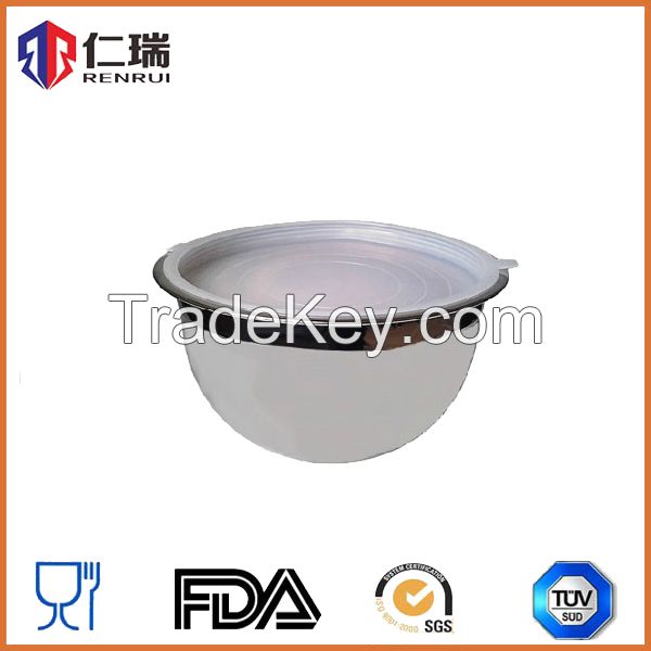 DINNERWARE stainless steel rubber mixing bowl with color PE cover