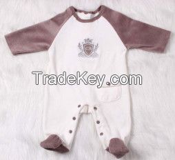 Long Sleeve Velvet Baby Romper With Feet