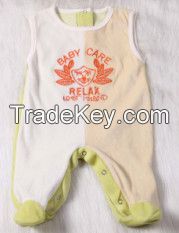 Sleeveless Velvet Baby Romper With Feet