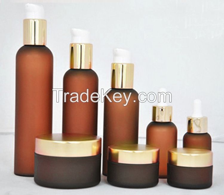 Amber Frosted/ Polished Pet Plastic Cosmetic Bottle