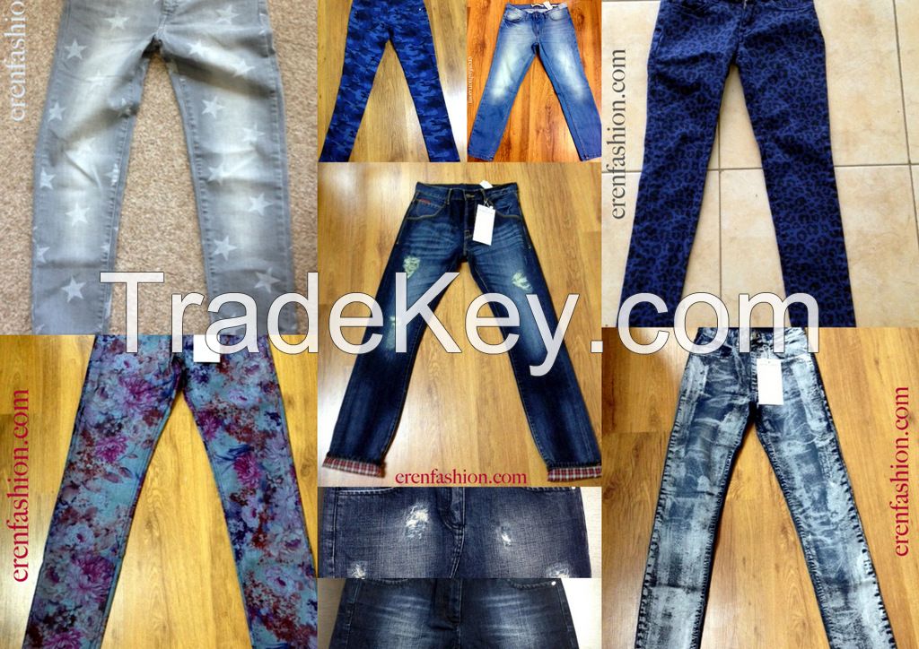 Printed garment dyed womens denim