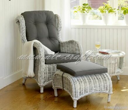 Poly rattan relax chair and stool