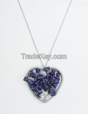 Lapis beaded heart shape necklace