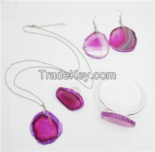 Agate slices jewelry sets