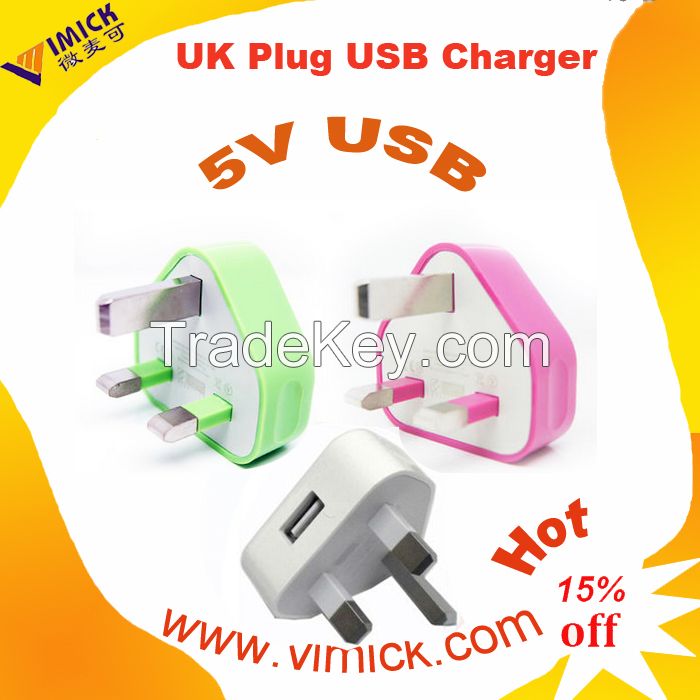 5V1A USB charger for smart phone travel adapter with UK plug