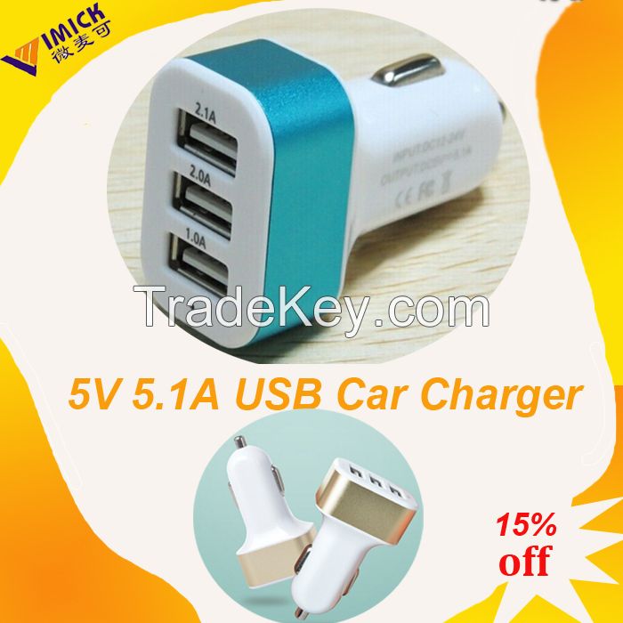 3 in 1 car charger for smart phone and ipad