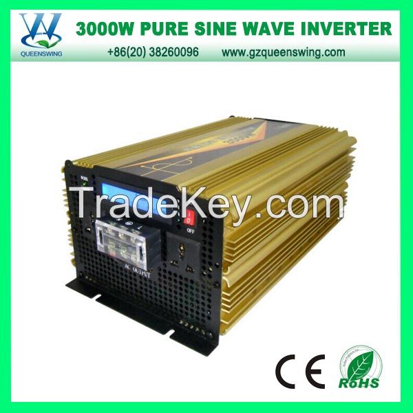 NEW ARRIVAL LCD Power Inverter 3000W DC12V AC220V Pure Sine Wave Power Inverter CE Rohs Solar System Home inverter (QW-P3000L)