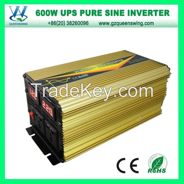 High frequency real 600W Peak 1200W 12V 220V DC to AC UPS Pure Sine Wave Power Inverter with 10A charger (QW-P600UPS)