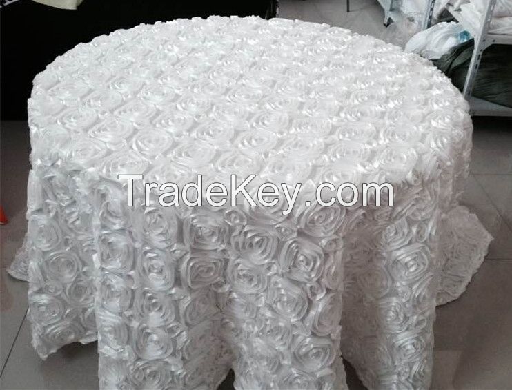 Rosette Satin Table Cloth/Luxury embroidere tablecloth