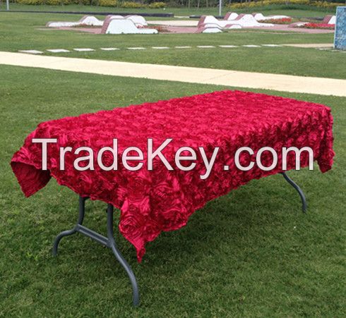 Rosette Satin Table Cloth/Luxury embroidere tablecloth
