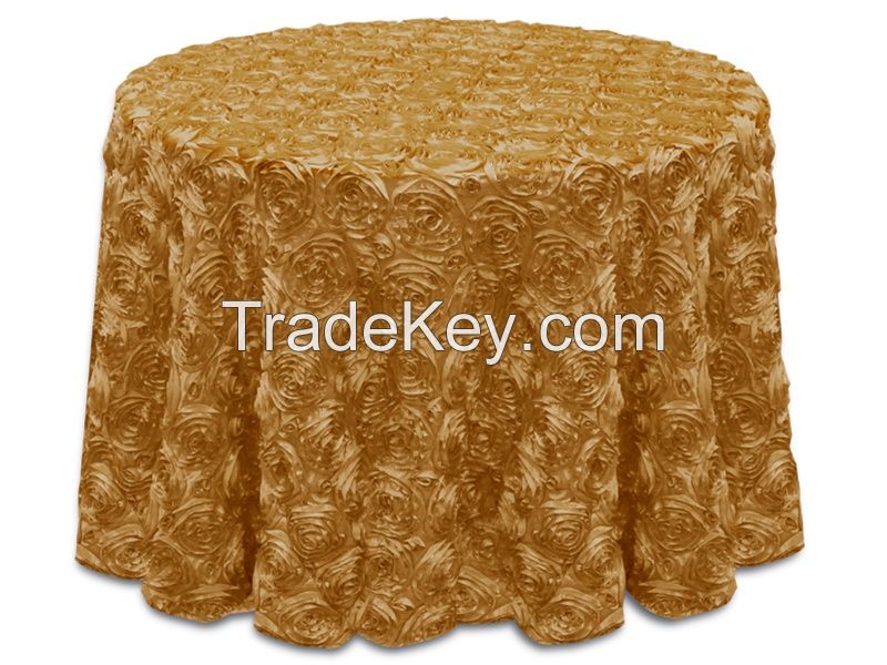 Rosette Satin Table Cloth/Luxury embroidere tablecloth