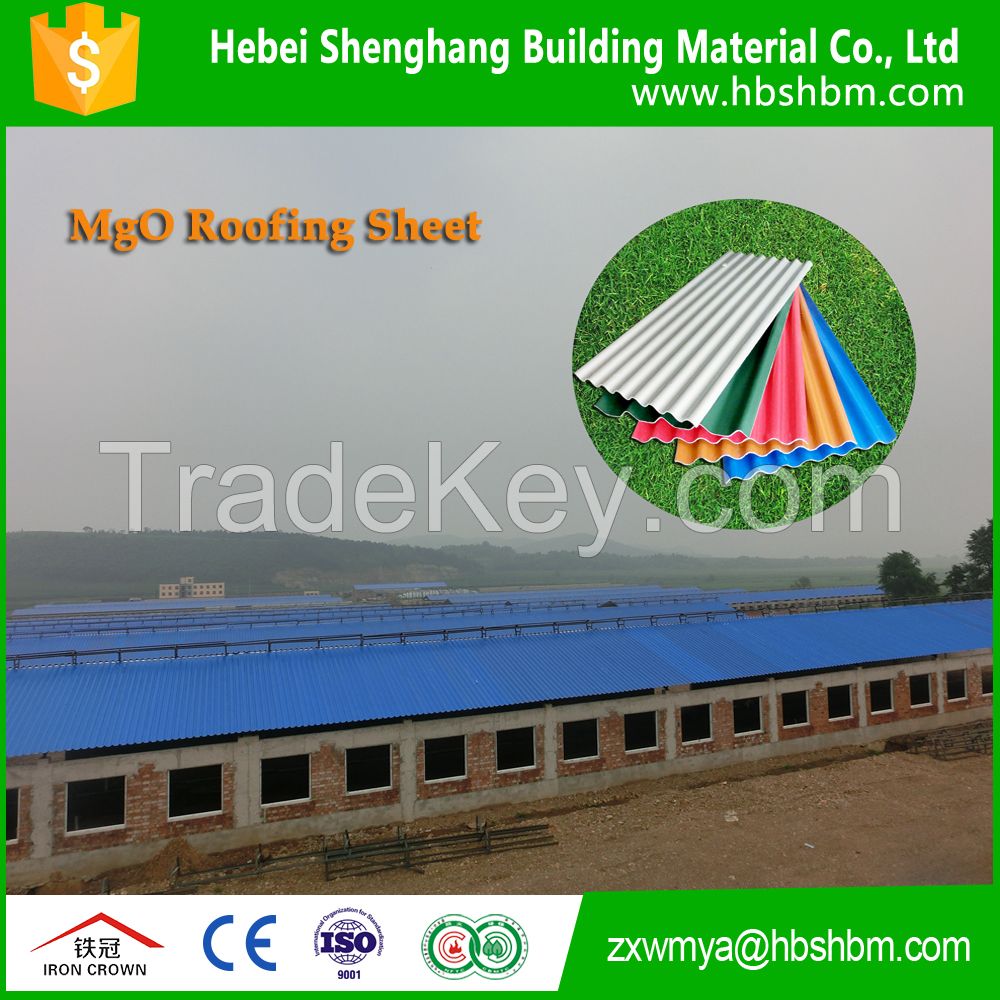 High Strength Fireproofing Anti-Corrision Insulting MgO Cement Corrugated roofing sheet