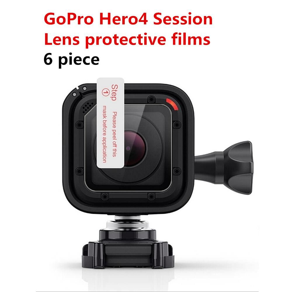 New 6 pcs For Gopro Accessories Waterproof shell lens protector films high light transmission For Gopro Hero 4 Session