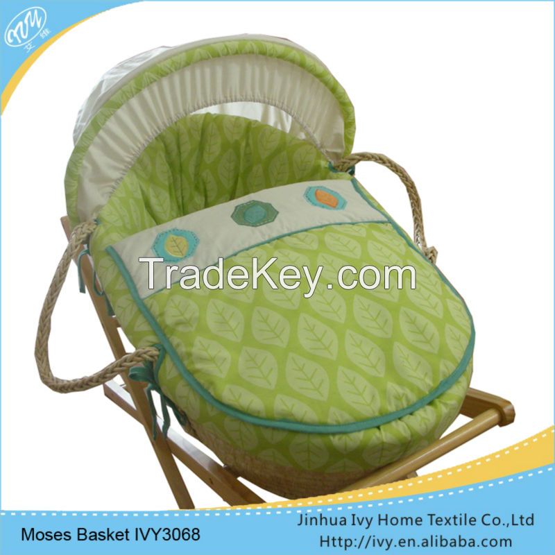 High quanlity wicker baby basket set white basket