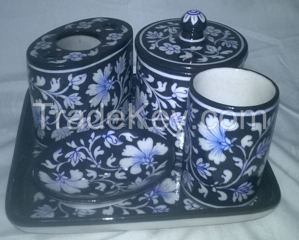 Kamals Blue Pottery Bathroom Sets