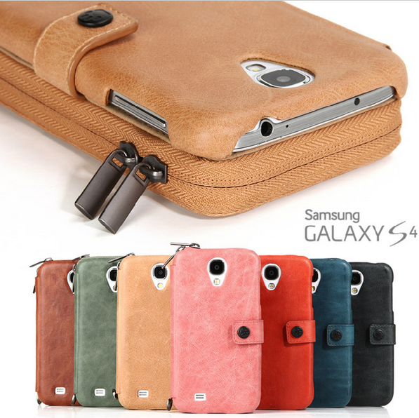 enuine leather storage bag for samsung galaxy s4 case wallet bag multi