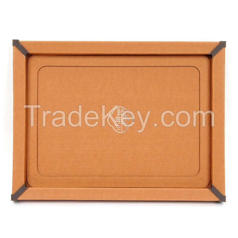 Paper&Wood Ages Orange Straight Lines Cloth Style Cardboard Picture Frame, Picture Mats, Paper Picture/Poster Frame.Cardboard Removable Picture Photo Frame, Paper Photo Frame, Cardboard Photo Frame (Blu-Tack Included)