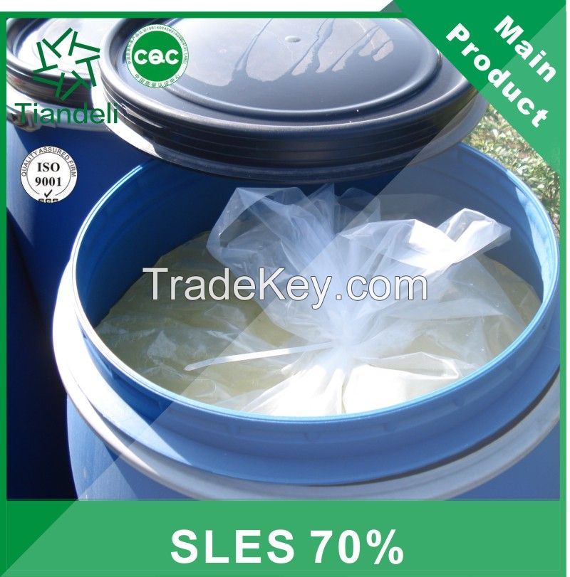 factory sale SLES sodium lauryl ether sulphate 70% for Detergent 