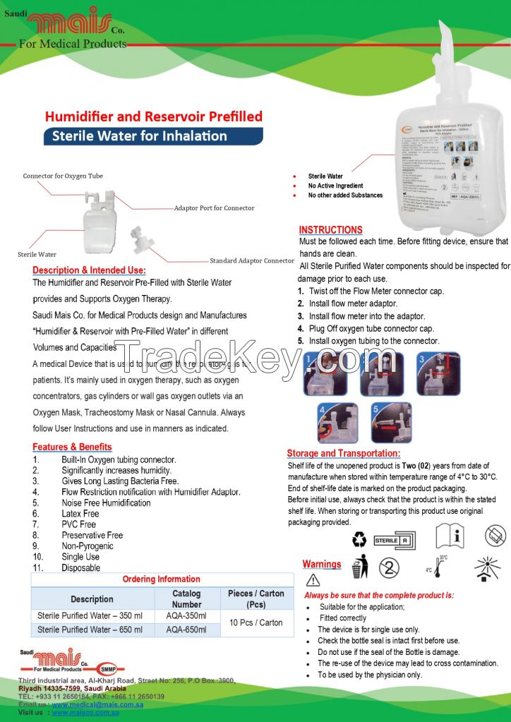 Humidifiers and Reservoir Prefilled with Sterile Water By saudi Mais