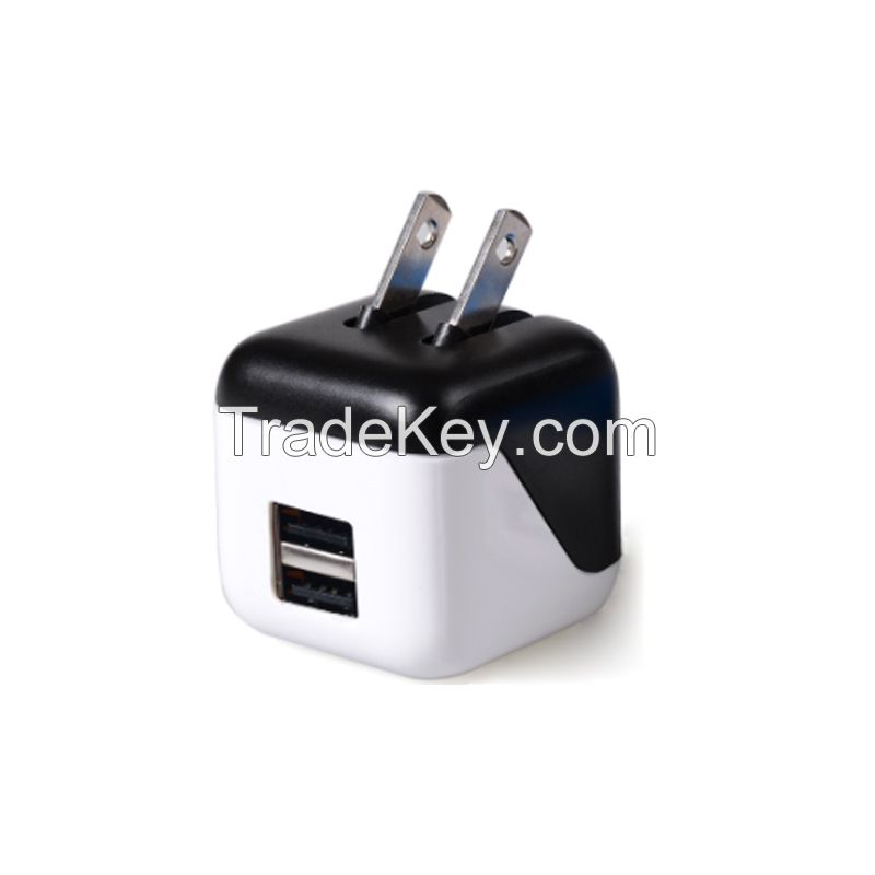 2.1A dual usb wall charger with etl, ce, rohs certs