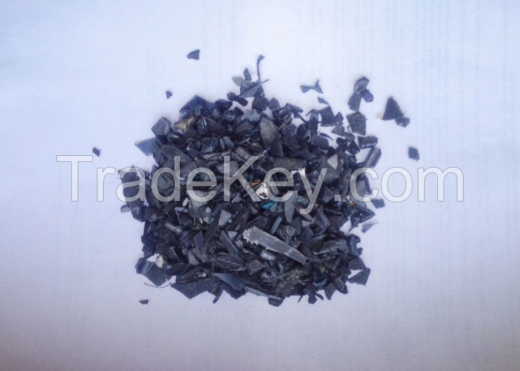 Black recycled HDP, PP, PS mix, washed and crushed