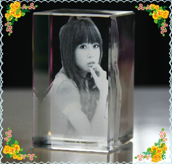 Free Shipping 50x50x80mm Personalized Custom Laser Photo Crystal Cube Girlfriend Gifts Safest Package with Reasonable Price